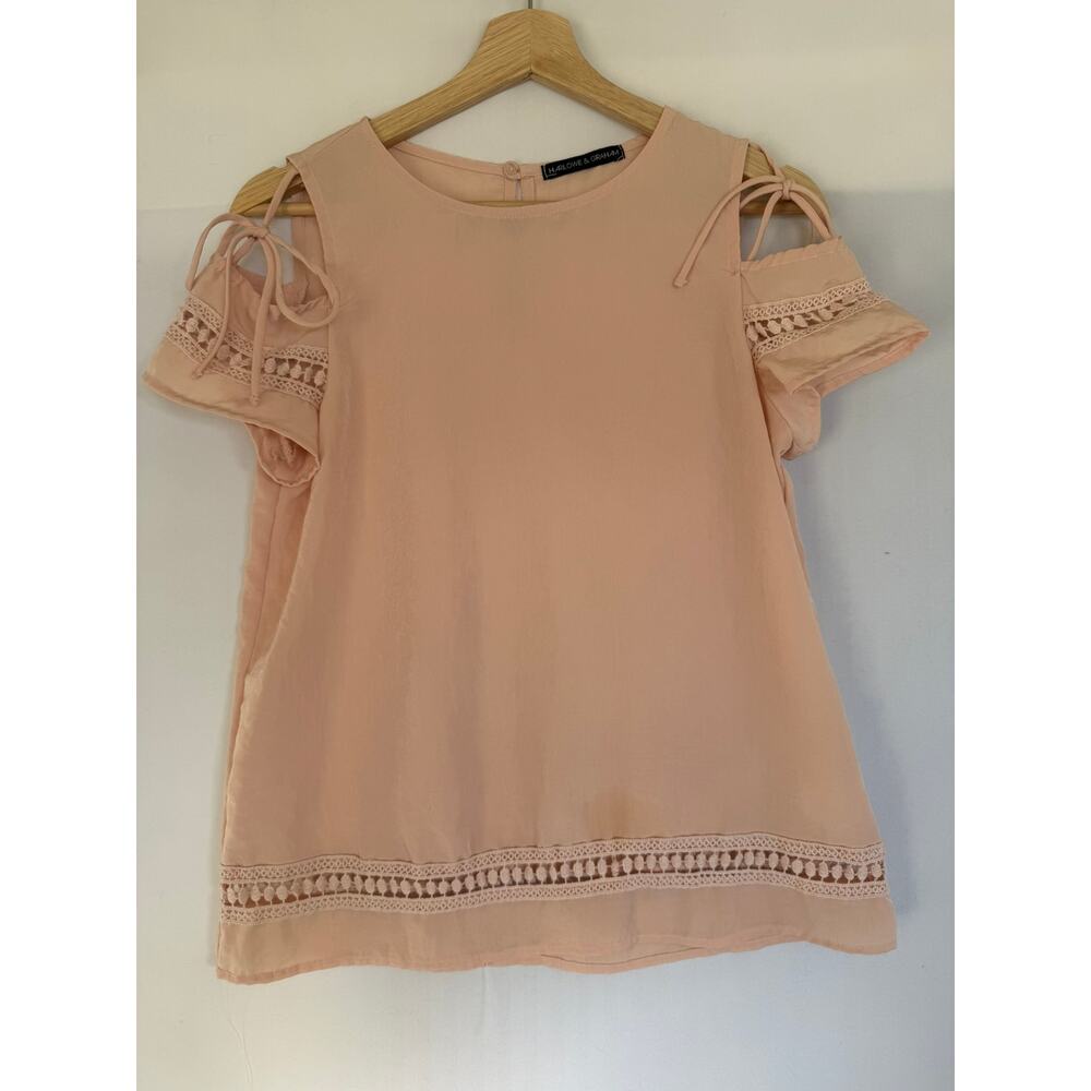 Harlow & Graham Pink Cold Shoulder Blouse- Size XS